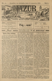 Mazur : pismo z obrazkami poświęcone Mazurom wyznania ewangelickiego. 1906.08.19 R.1 nr14