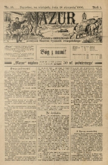 Mazur : pismo z obrazkami poświęcone Mazurom wyznania ewangelickiego. 1906.08.26 R.1 nr16