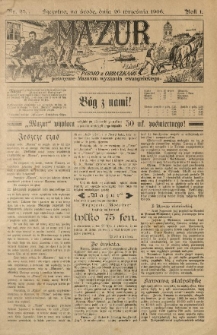 Mazur : pismo z obrazkami poświęcone Mazurom wyznania ewangelickiego. 1906.09.26 R.1 nr25