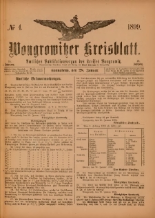 Wongrowitzer Kreisblatt: Amtliches Publikationsorgan des Kreises Wongrowitz 1899.01.28.Jg.48 Nr 4