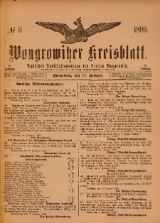 Wongrowitzer Kreisblatt: Amtliches Publikationsorgan des Kreises Wongrowitz 1899.02.11.Jg.48 Nr 6