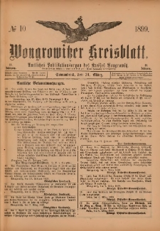 Wongrowitzer Kreisblatt: Amtliches Publikationsorgan des Kreises Wongrowitz 1899.03.11.Jg.48 Nr 10