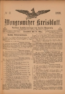 Wongrowitzer Kreisblatt: Amtliches Publikationsorgan des Kreises Wongrowitz 1899.03.18.Jg.48 Nr 11