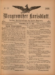 Wongrowitzer Kreisblatt: Amtliches Publikationsorgan des Kreises Wongrowitz 1899.05.13.Jg.48 Nr 19