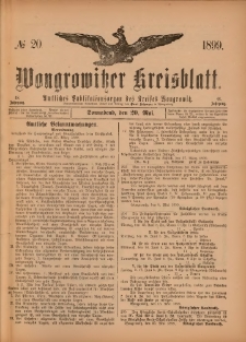 Wongrowitzer Kreisblatt: Amtliches Publikationsorgan des Kreises Wongrowitz 1899.05.20.Jg.48 Nr 20