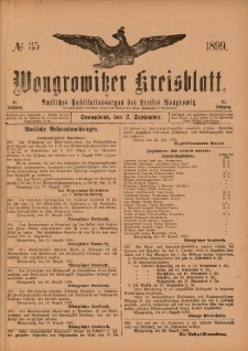 Wongrowitzer Kreisblatt: Amtliches Publikationsorgan des Kreises Wongrowitz 1899.09.02.Jg.48 Nr 35