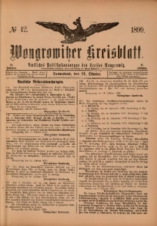 Wongrowitzer Kreisblatt: Amtliches Publikationsorgan des Kreises Wongrowitz 1899.10.21.Jg.48 Nr 42