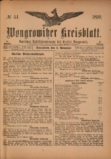 Wongrowitzer Kreisblatt: Amtliches Publikationsorgan des Kreises Wongrowitz 1899.11.04.Jg.48 Nr 44