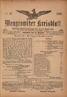 Wongrowitzer Kreisblatt: Amtliches Publikationsorgan des Kreises Wongrowitz 1899.11.18.Jg.48 Nr 46