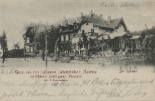 Gruss aus dem Luftkurort Ludwigsh&ouml;he b. Moschin (sch&ouml;nster Ausflugsort Posen's). Das Kurhaus. Inh. A. Gerstenkorn.