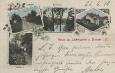 Gruss aus Ludwigsh&ouml;he b. Moschin i. P. Auffart. Kesselsee. Logierhaus. Schlucht.