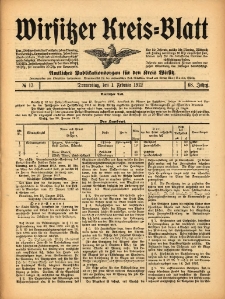 Wirsitzer Kreis-Blatt: Amtliches Publikationsorgan f&uuml;r den Kreis Wirsitz 1912.02.01 Jg.68 Nr13
