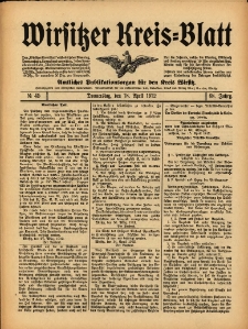 Wirsitzer Kreis-Blatt: Amtliches Publikationsorgan f&uuml;r den Kreis Wirsitz 1912.04.18 Jg.68 Nr45