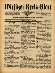 Wirsitzer Kreis-Blatt: Amtliches Publikationsorgan f&uuml;r den Kreis Wirsitz 1912.05.30 Jg.68 Nr62