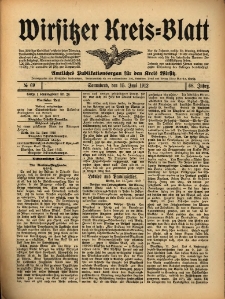 Wirsitzer Kreis-Blatt: Amtliches Publikationsorgan f&uuml;r den Kreis Wirsitz 1912.06.15 Jg.68 Nr69