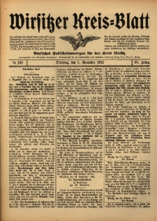 Wirsitzer Kreis-Blatt: Amtliches Publikationsorgan f&uuml;r den Kreis Wirsitz 1912.11.05 Jg.68 Nr130