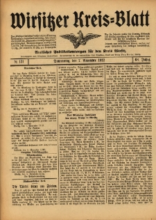 Wirsitzer Kreis-Blatt: Amtliches Publikationsorgan f&uuml;r den Kreis Wirsitz 1912.11.07 Jg.68 Nr131