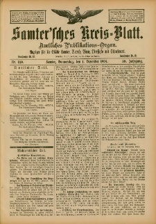 Samtersches Kreis-Blatt = Dziennik Powiatu Szamotulskiego 1904.12.01 Jg.50 Nr140