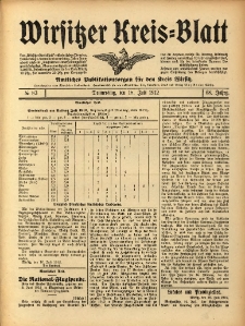 Wirsitzer Kreis-Blatt: Amtliches Publikationsorgan f&uuml;r den Kreis Wirsitz 1912.07.18 Jg.68 Nr83
