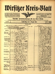 Wirsitzer Kreis-Blatt: Amtliches Publikationsorgan f&uuml;r den Kreis Wirsitz 1912.08.01 Jg.68 Nr89