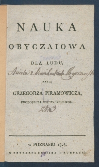 Nauka obyczaiowa dla ludu.