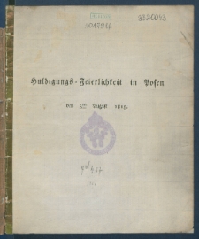 Huldigungs-Feierlichkeit in Posen den 3ten August 1815.