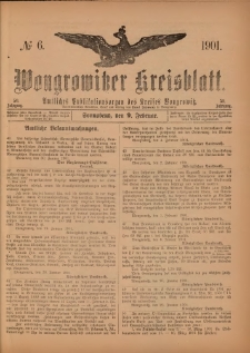 Wongrowitzer Kreisblatt: Amtliches Publikationsorgan des Kreises Wongrowitz 1901.02.09.Jg.50 Nr 6