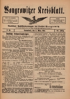 Wongrowitzer Kreisblatt: Amtliches Publikationsorgan des Kreises Wongrowitz 1910.03.05.Jg.59 Nr 10