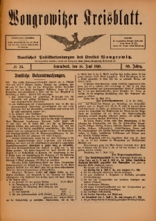 Wongrowitzer Kreisblatt: Amtliches Publikationsorgan des Kreises Wongrowitz 1910.06.18.Jg.59 Nr 25