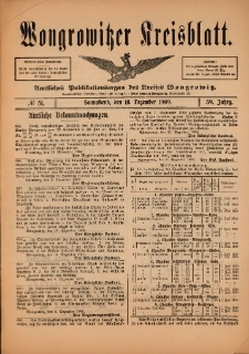 Wongrowitzer Kreisblatt: Amtliches Publikationsorgan des Kreises Wongrowitz 1909.12.18.Jg.58 Nr 51