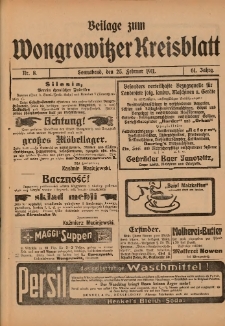 Beilage zum Wongrowitzer Kreisblatt 1911.02.25.Jg.61 Nr 8
