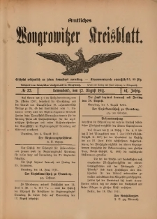 Amtliches Wongrowitzer Kreisblatt 1911.08.12.Jg.61 Nr 32