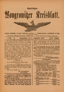 Amtliches Wongrowitzer Kreisblatt 1913.09.06.Jg.63 Nr 36
