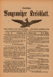 Amtliches Wongrowitzer Kreisblatt 1913.10.25.Jg.63 Nr 43