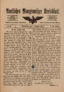 Amtliches Wongrowitzer Kreisblatt 1918.08.07.Jg.56 Nr 50