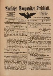 Amtliches Wongrowitzer Kreisblatt 1918.08.10.Jg.56 Nr 51