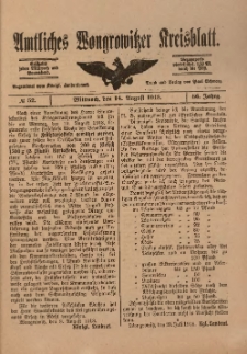 Amtliches Wongrowitzer Kreisblatt 1918.08.14.Jg.56 Nr 52
