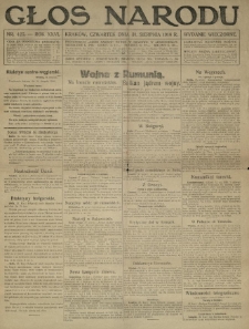 Głos Narodu. 1916.08.31 R.24 Nr425. Wydanie wieczorne