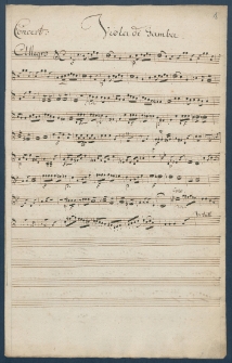 Concerto in C dur pour Viola di Gamba avec Violons, Alto et Basse Cors de Chasse, Obois Obliges un Fagotte : [rękopis].