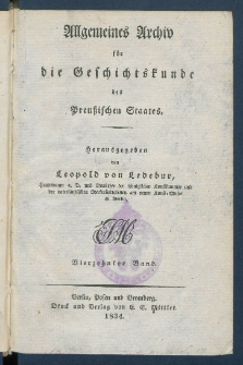 Allgemeines Archiv f&uuml;r die Geschichtskunde des Preussischen Staates. Bd. 14(1834)