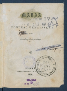 Marja : powieść ukraińska.