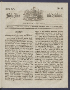 Szk&oacute;łka Niedzielna : [pismo czasowe poświęcone włościanom]. 1846, R. 10 nr 37
