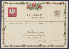 Telegram patriotyczny : Incipit: Telegram życzeniowy