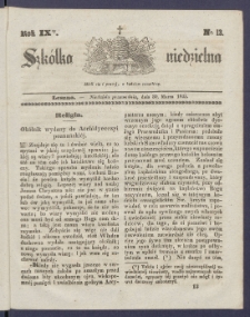 Szk&oacute;łka Niedzielna : [pismo czasowe poświęcone włościanom]. 1845, R. 9 nr 13