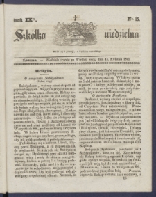 Szk&oacute;łka Niedzielna : [pismo czasowe poświęcone włościanom]. 1845, R. 9 nr 15
