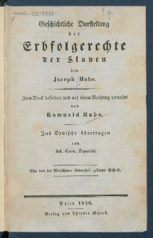 Geschichtliche Darstellung der Erbfolgerechte der Slaven.