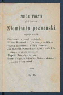 Ziemianin poznański : [zbi&oacute;r wierszy r&oacute;żnych autor&oacute;w].
