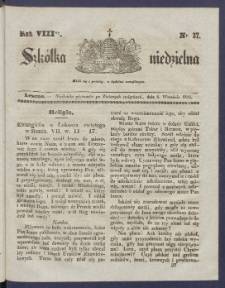 Szk&oacute;łka Niedzielna : [pismo czasowe poświęcone włościanom]. 1844, R. 8 nr 37