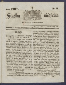 Szk&oacute;łka Niedzielna : [pismo czasowe poświęcone włościanom]. 1844, R. 8 nr 46