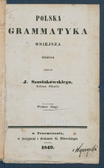 Polska grammatyka mniejsza.